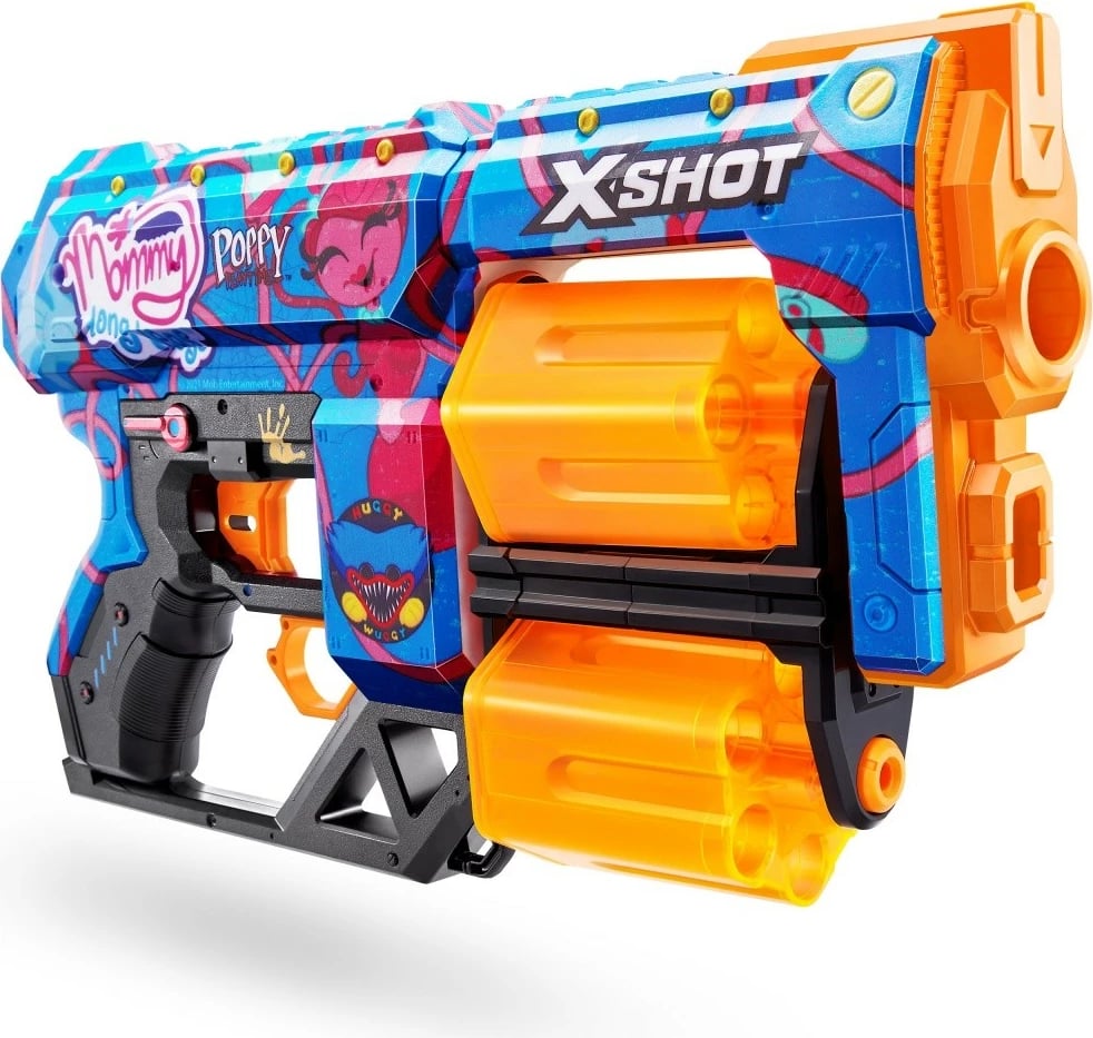 Blaster lodër ZURU X-Shot Dread Skins Launcher 36650D me 12 shigjeta shkumë, shumëngjyrëshe