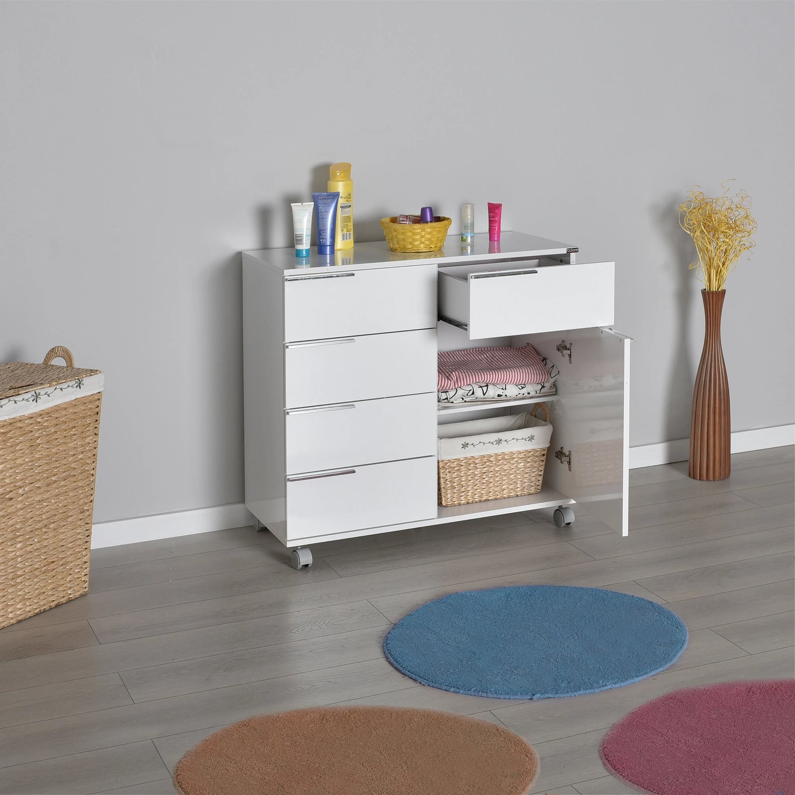 Komodë multifunksionale, ngjyrë e bardhë, Hanah Home, Adr-415-Pp-1