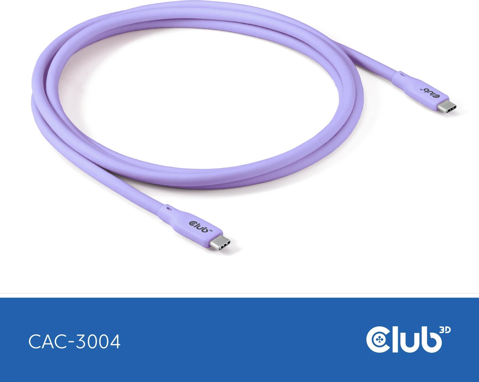 Kabllo USB-C Club3D Lifestyle CAC-3004, 2m, 240W, 20Gbps, lila