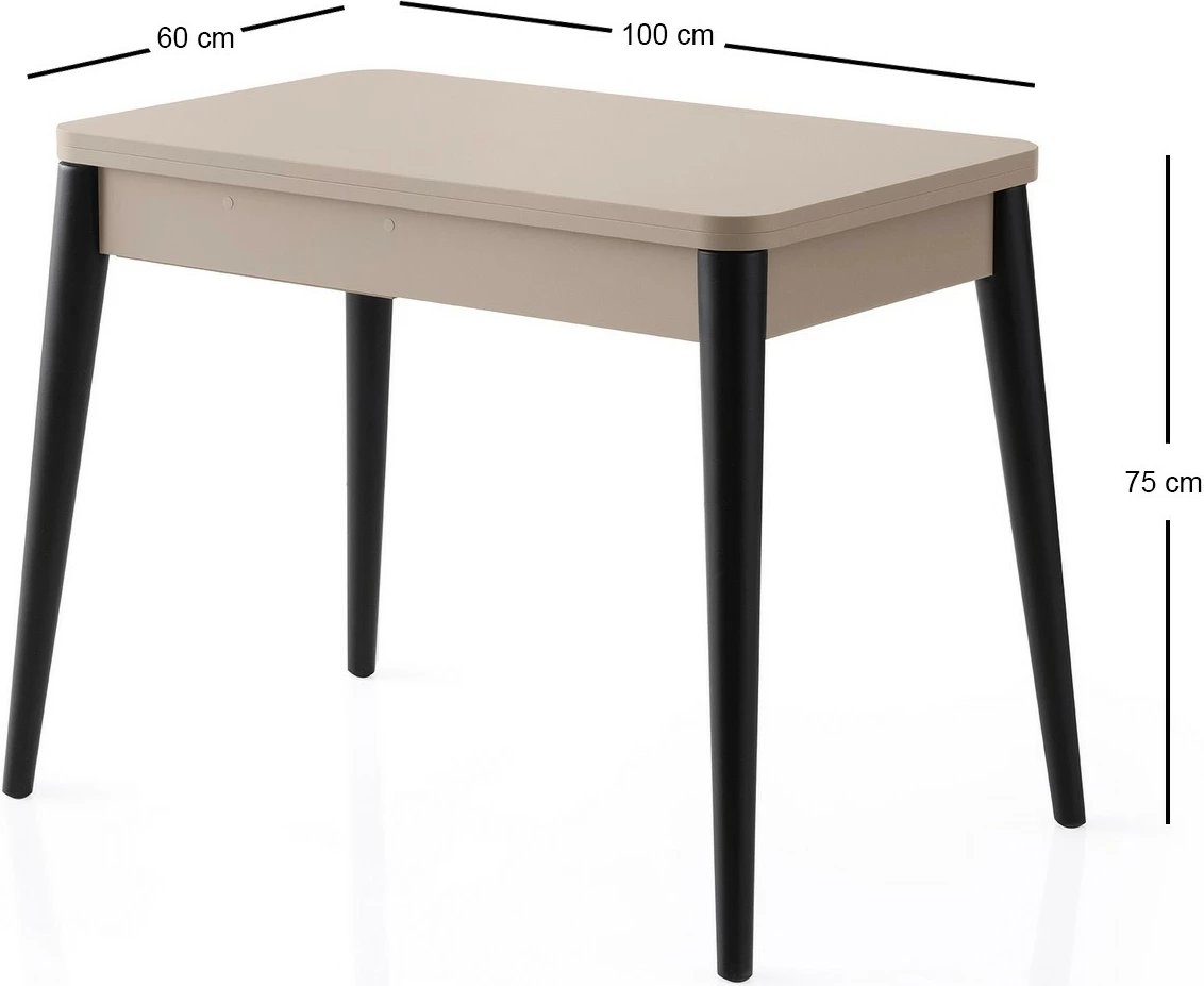 Tavolinë ngrënieje me zgjatje, ngjyrë moka e çelët, Dolunay - 1285