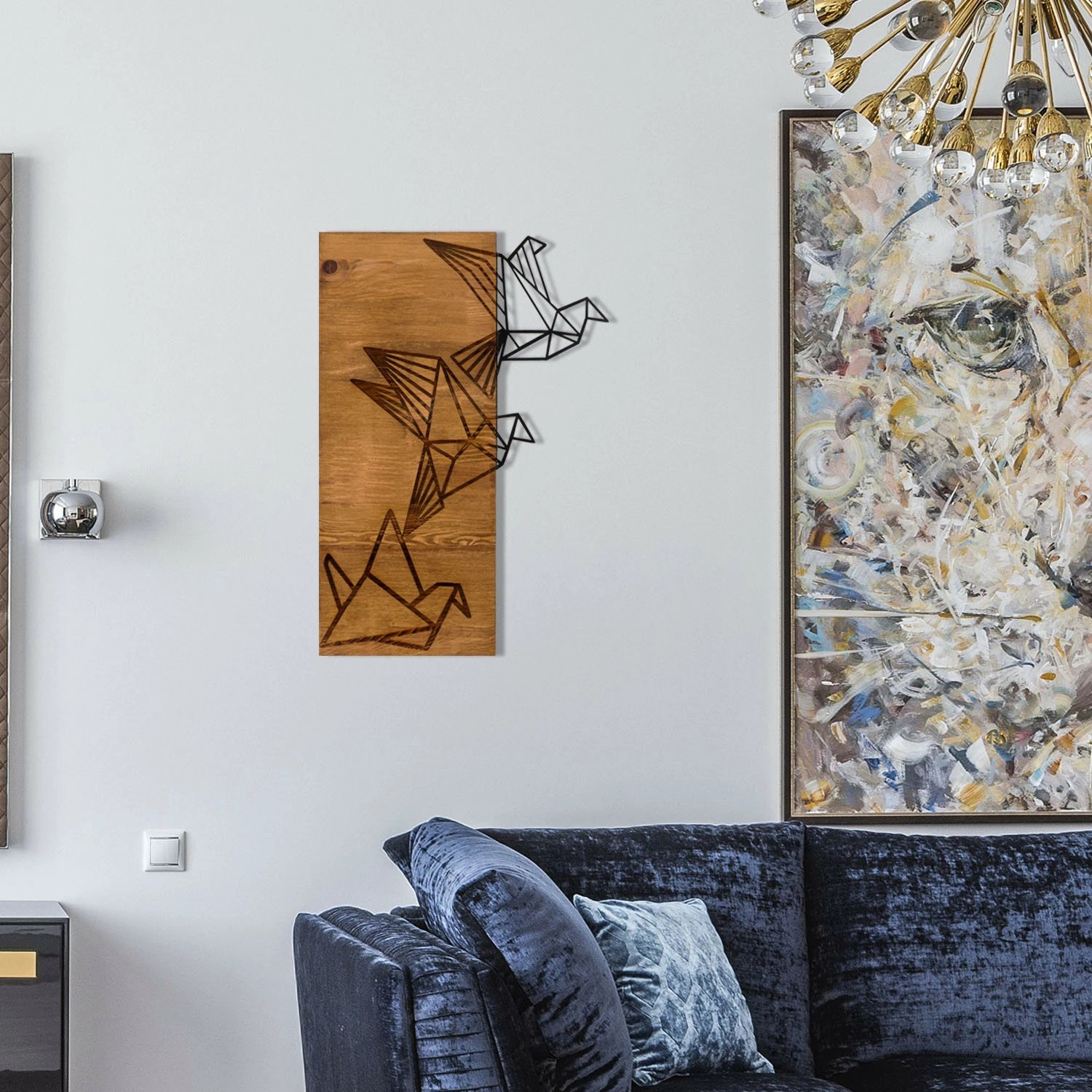 Aksesor dekorativ prej druri për mur, Wallity, Oragami