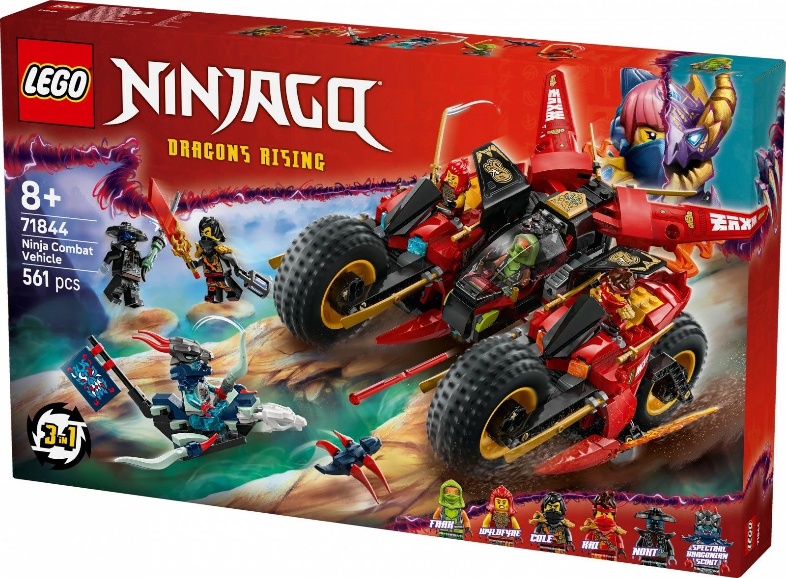 Set LEGO Ninjago Ninja Combat Vehicle 71844, 561 pjesë, për fëmijë 8+