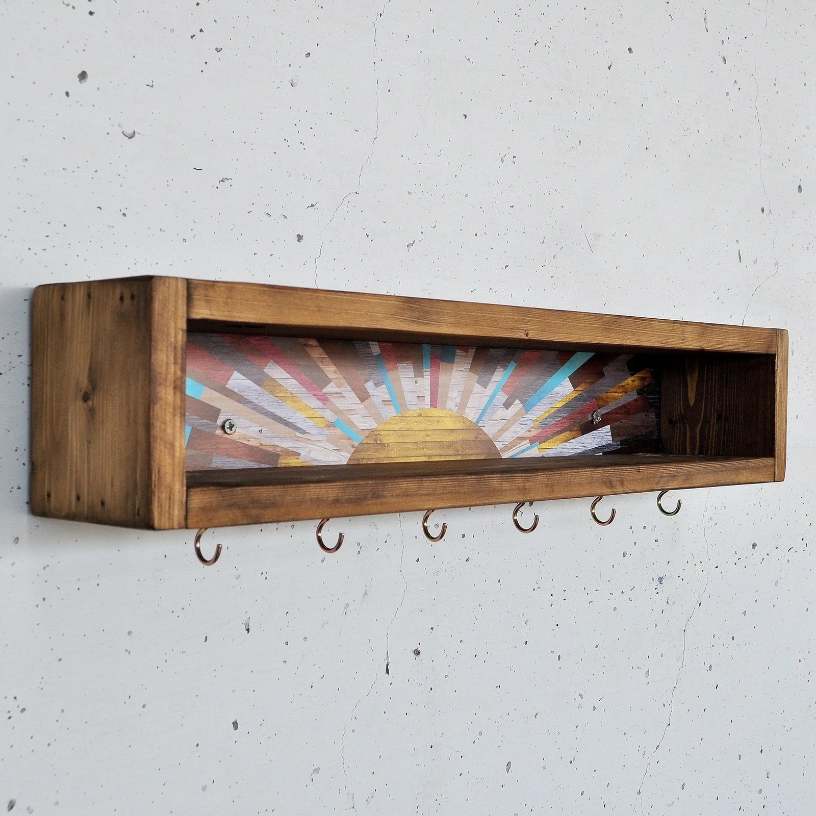 Raf dekorativ prej druri për mur, Skye Decor, Raf293