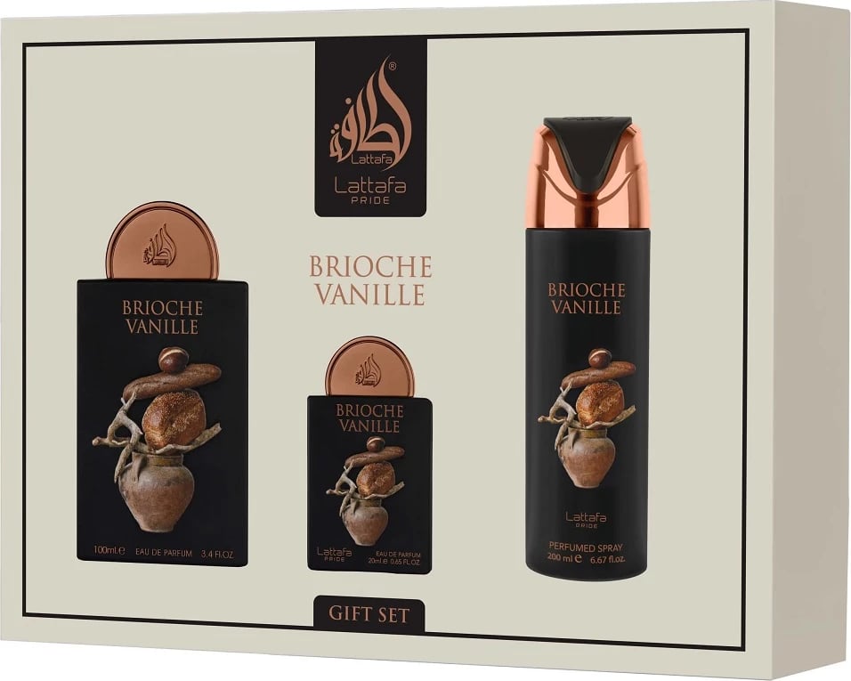 Set Eau de Parfum dhe deodorant Lattafa Brioche Vanille unisex 100ml+20ml+200ml