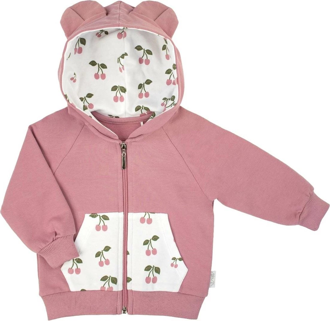 bluzë me kapuç për bebe, Nicol, Emily, me zinxhir të plotë, pambuk 95% elastan 5%, madhësi 56 (0-3m), sipas fotos