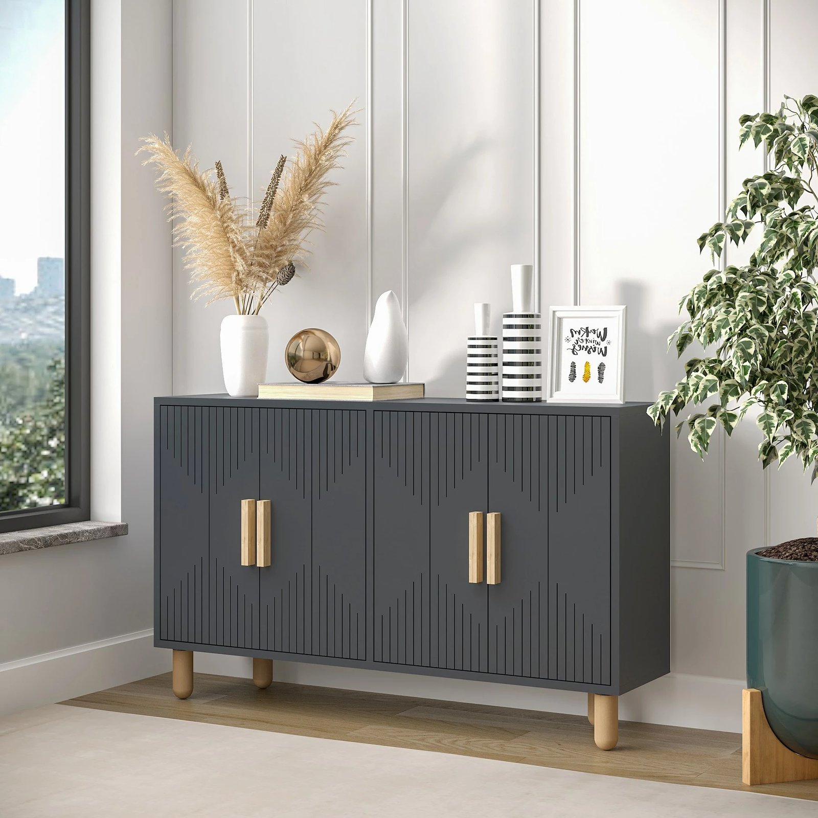 Konsol Roger, ngjyrë antracit, Hanah Home