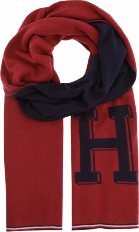Shall për meshkuj Tommy Hilfiger, në ngjyrë të kuqe dhe blu të errët