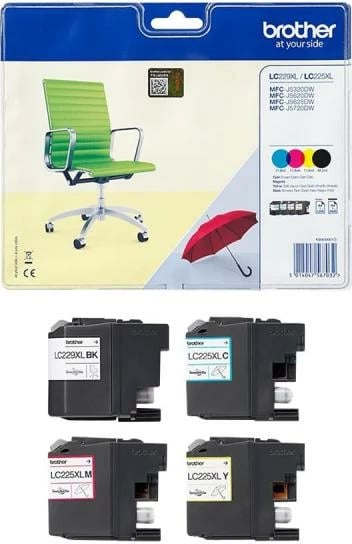 Patronë boje, Brother, LC-229XL Value-Pack, XL rendiment i lartë, set 4 copë, e zezë + ngjyra