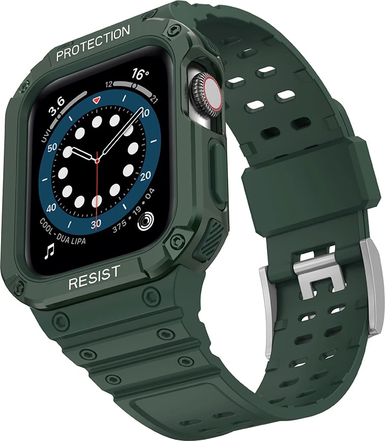 Rrip me kasë të blinduar për Apple Watch Hurtel Protect Strap Band, 41/40/38mm, e gjelbër