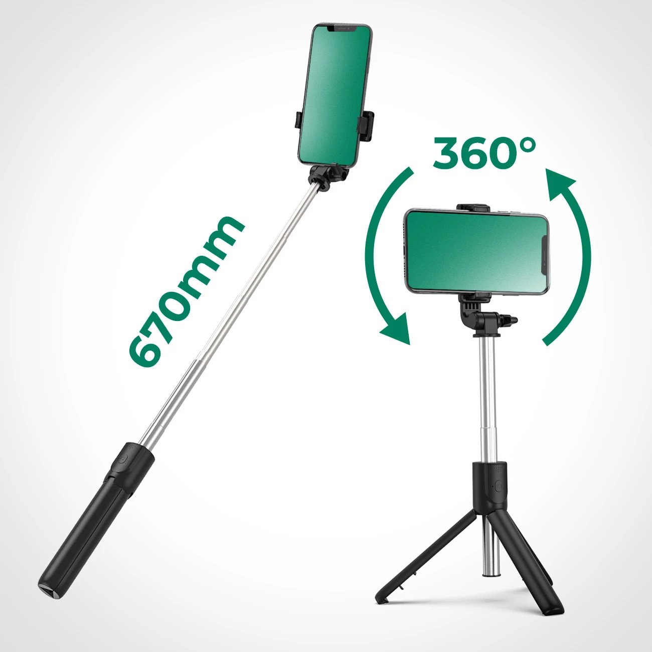 Selfie stick Hurtel WRY1S me tripod, për telefon, 67 cm, e zezë
