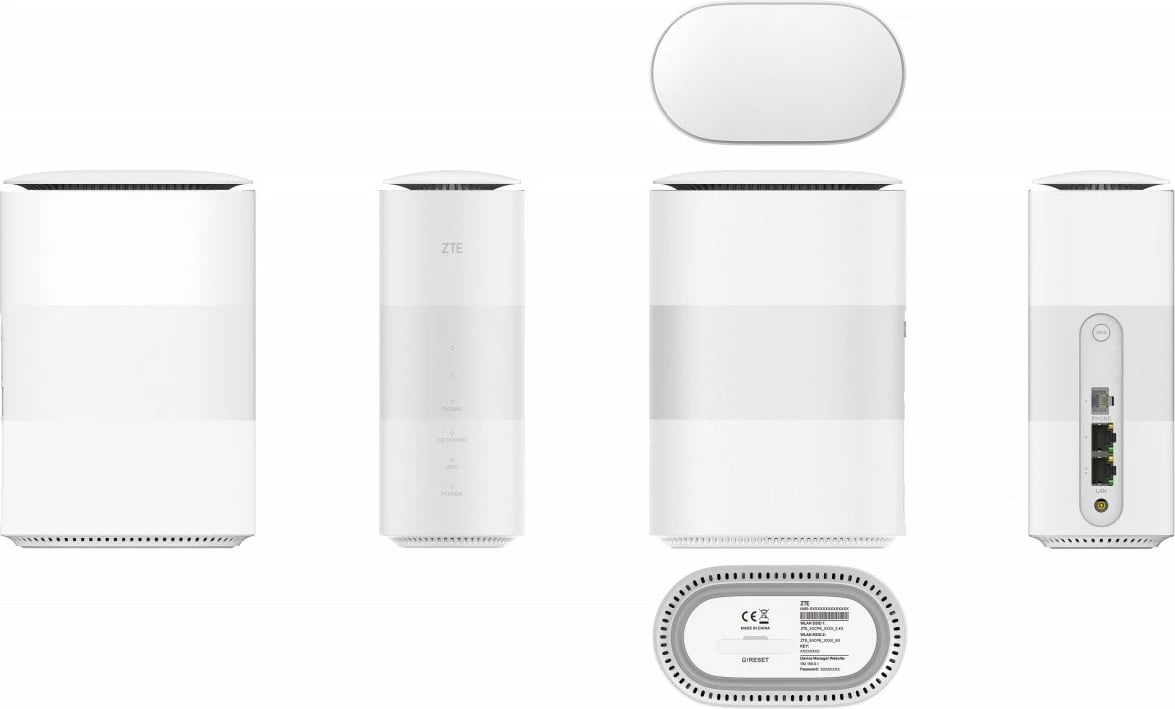 Router ZTE G5B MC888B, 5G, Wi-Fi 6, 3600 Mbps, i bardhë