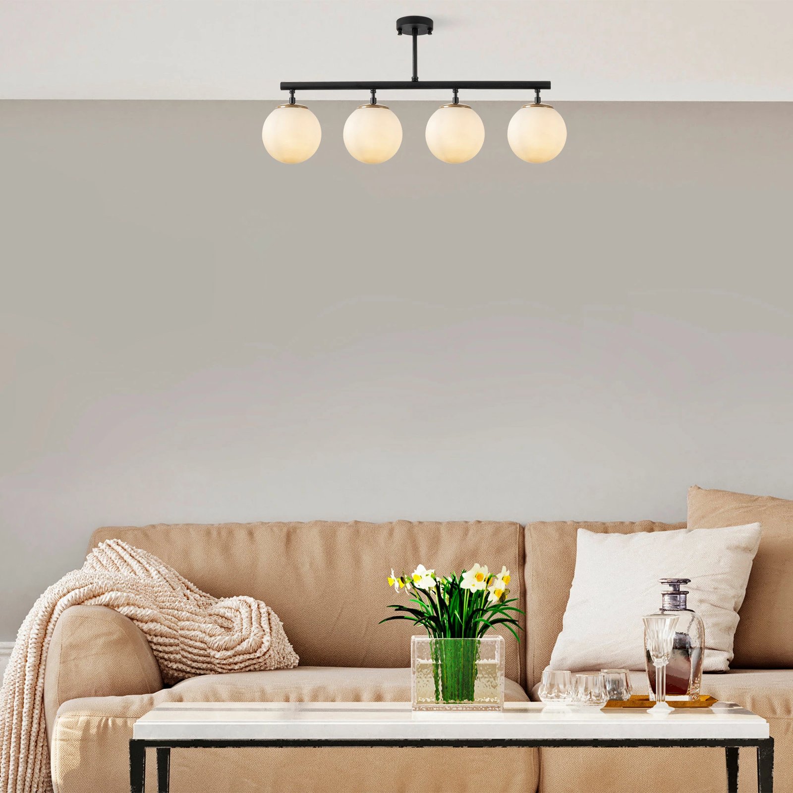 Llambë tavani Opviq, Fazli - 10426, e zezë, ari, krem, 70x15x35cm