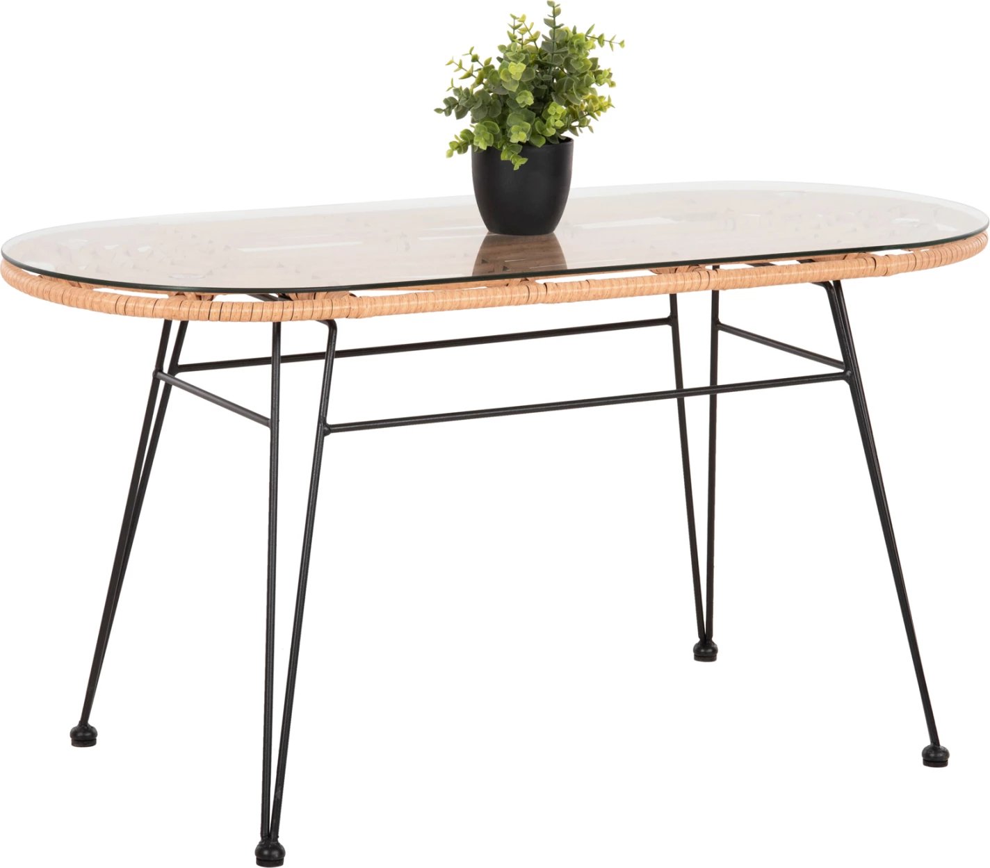 Tavolinë ovale për jashtë ALLEGRA FH5695.11, ngjyrë beix, metal i zi, 100x45x51,5H cm