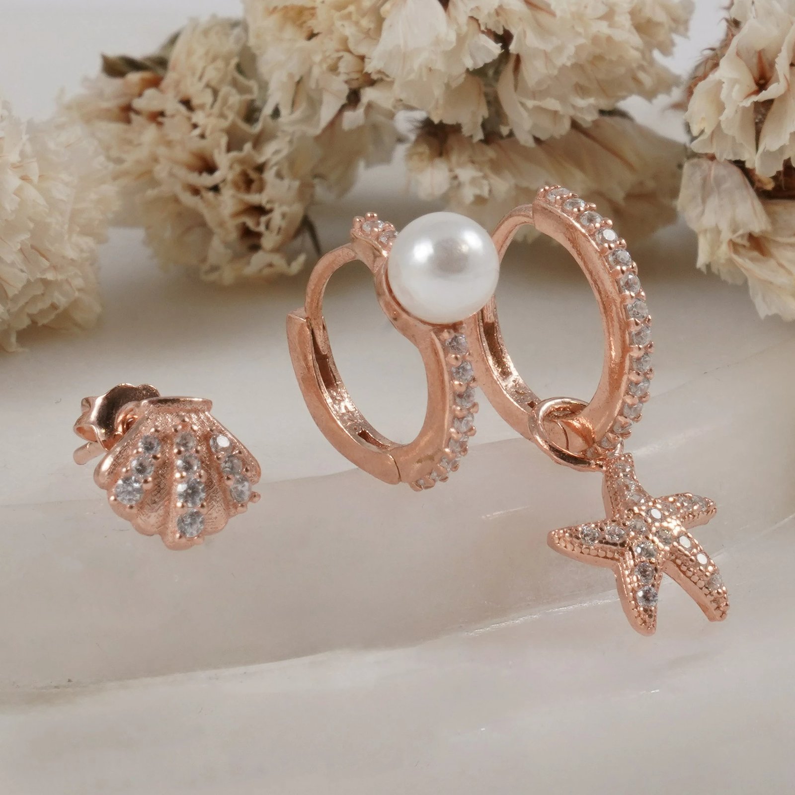 Vathë argjendi Jumeon, ngjyrë ari rozë, 11388ROS, set prej 3 copësh