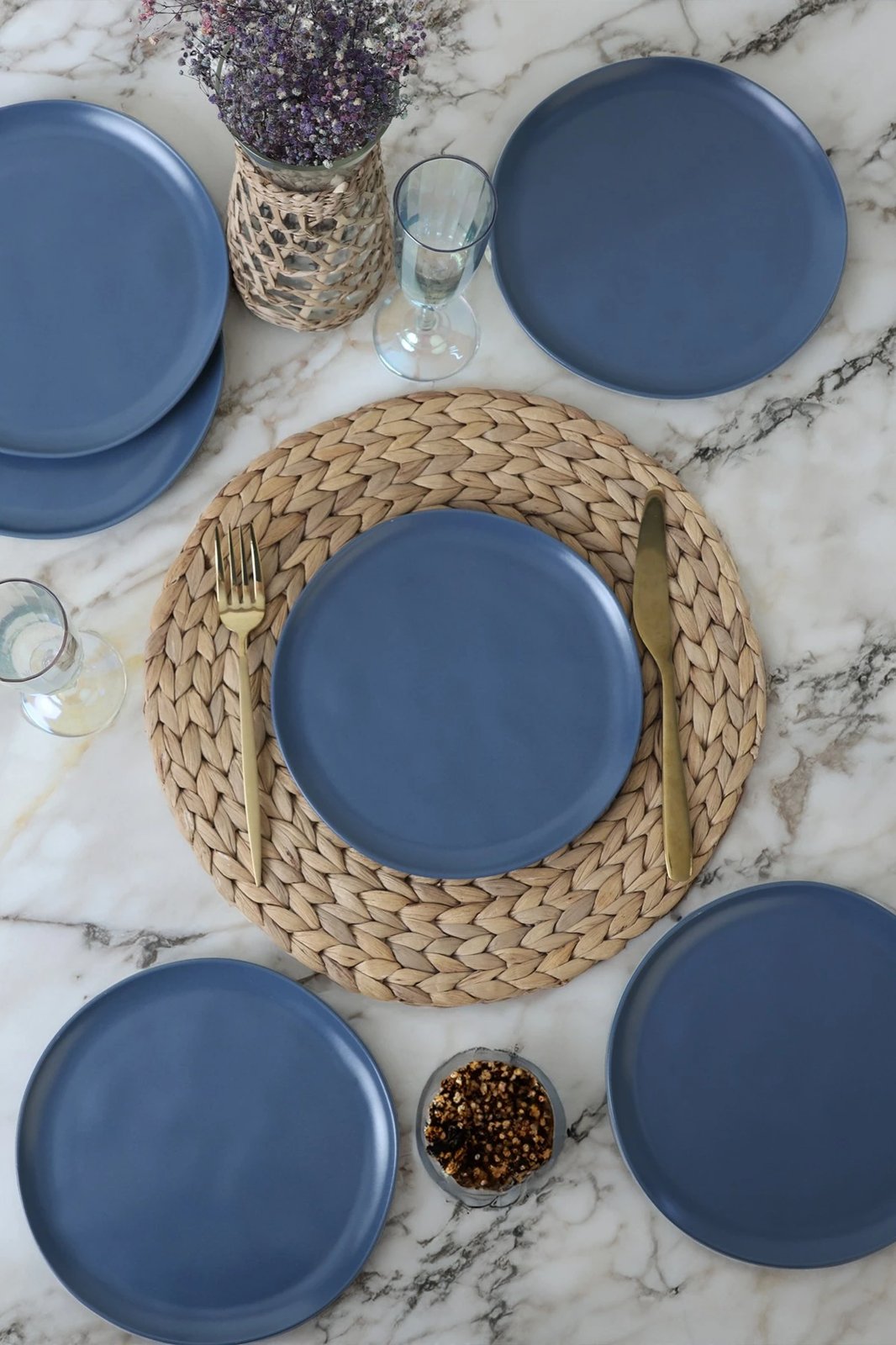 Set pjatash ëmbëlsirash (6 copë), Hermia Concept, X00018766, ngjyrë kaltër