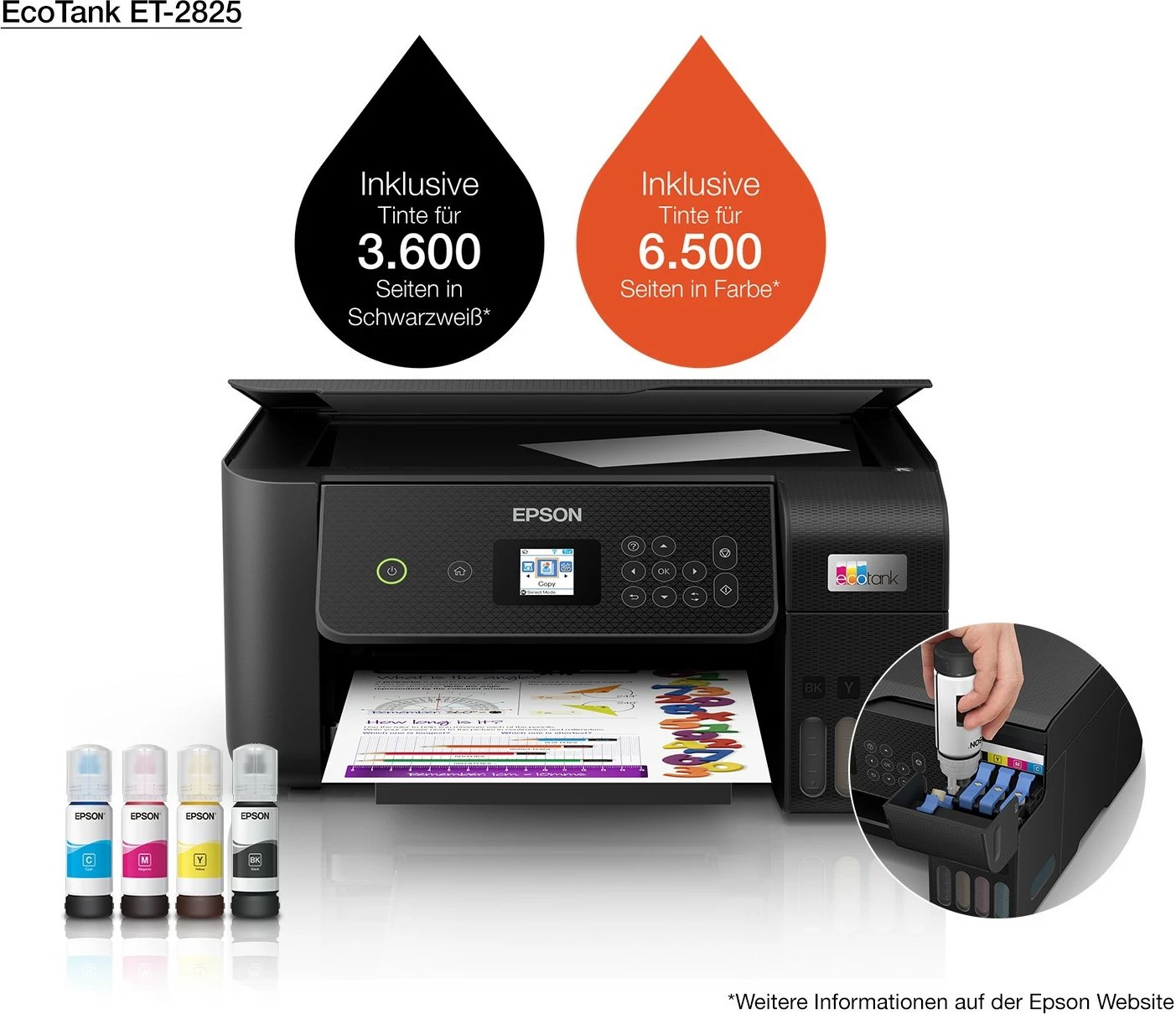 Printer Epson EcoTank ET-2825, Inkjet, 5760 x 1440 DPI, A4, Ngjyrë e zezë Printer Epson EcoTank ET-2825, Inkjet, 5760 x 1440 DPI, A4, Ngjyrë e zezë