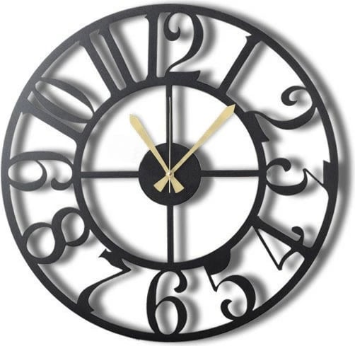 Orë muri dekorative prej metali, Wallity, rreth XL, ngjyrë e zezë