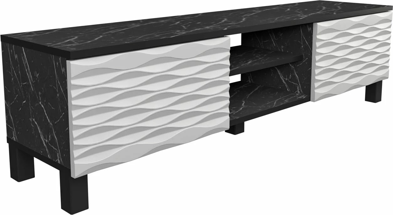 Komodë TV Skye Decor, Lukas, e zezë dhe e bardhë