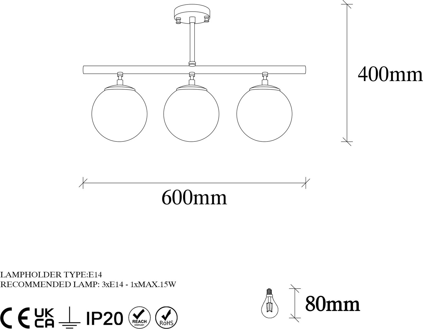 Llambë tavani Opviq, Atmaca - 10265, ngjyrë vintage, 60x15cm