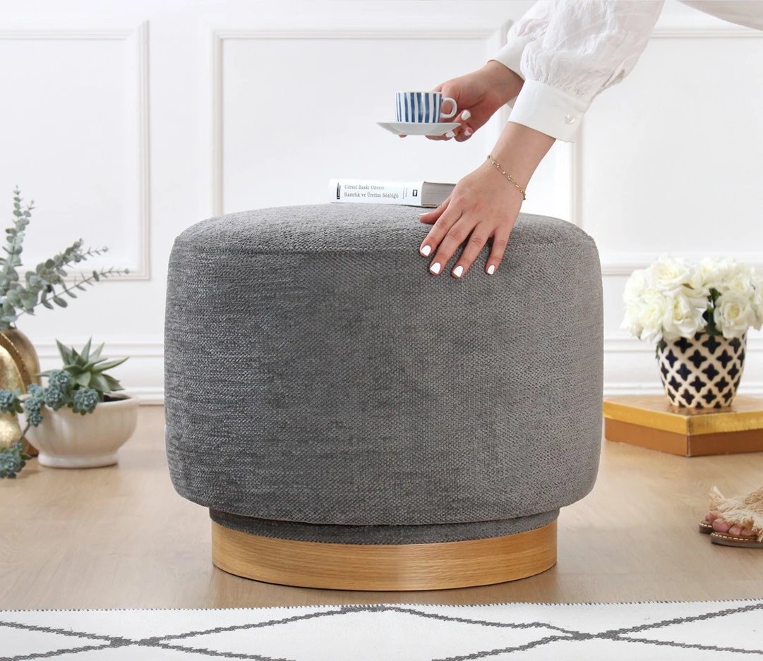 Puf Atelier del Sofa, rrotullues, ngjyrë gri