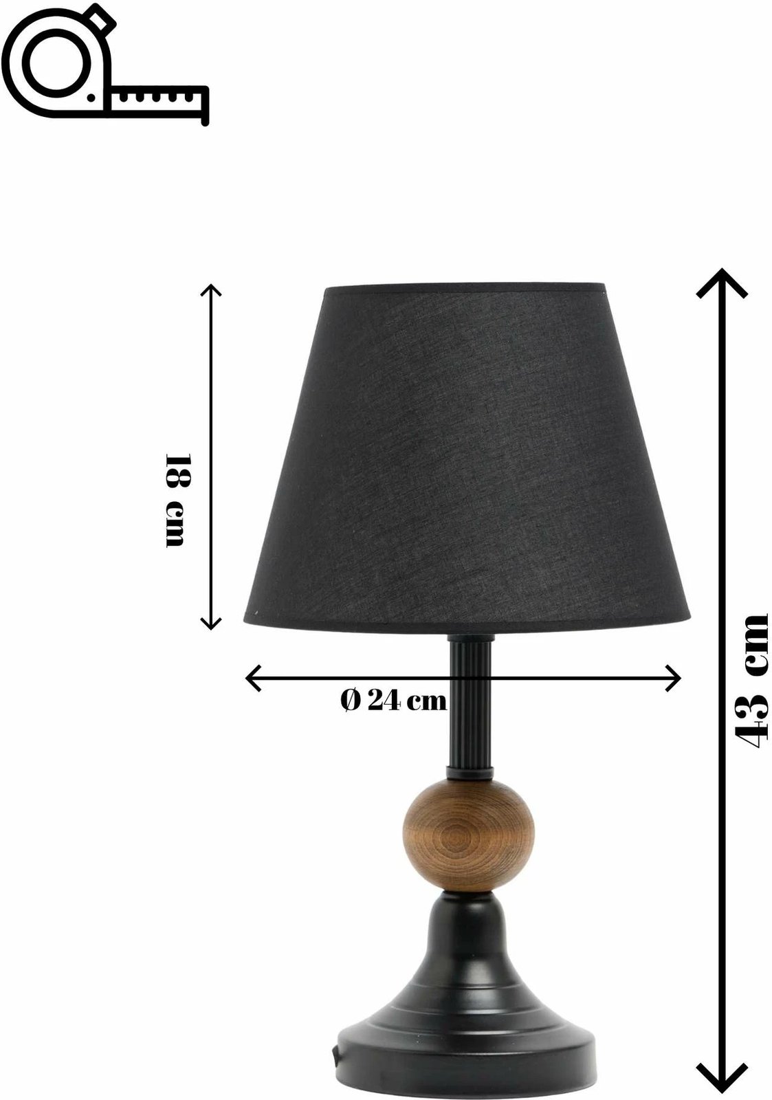 Llambë tavoline Opviq, Conici, e zezë