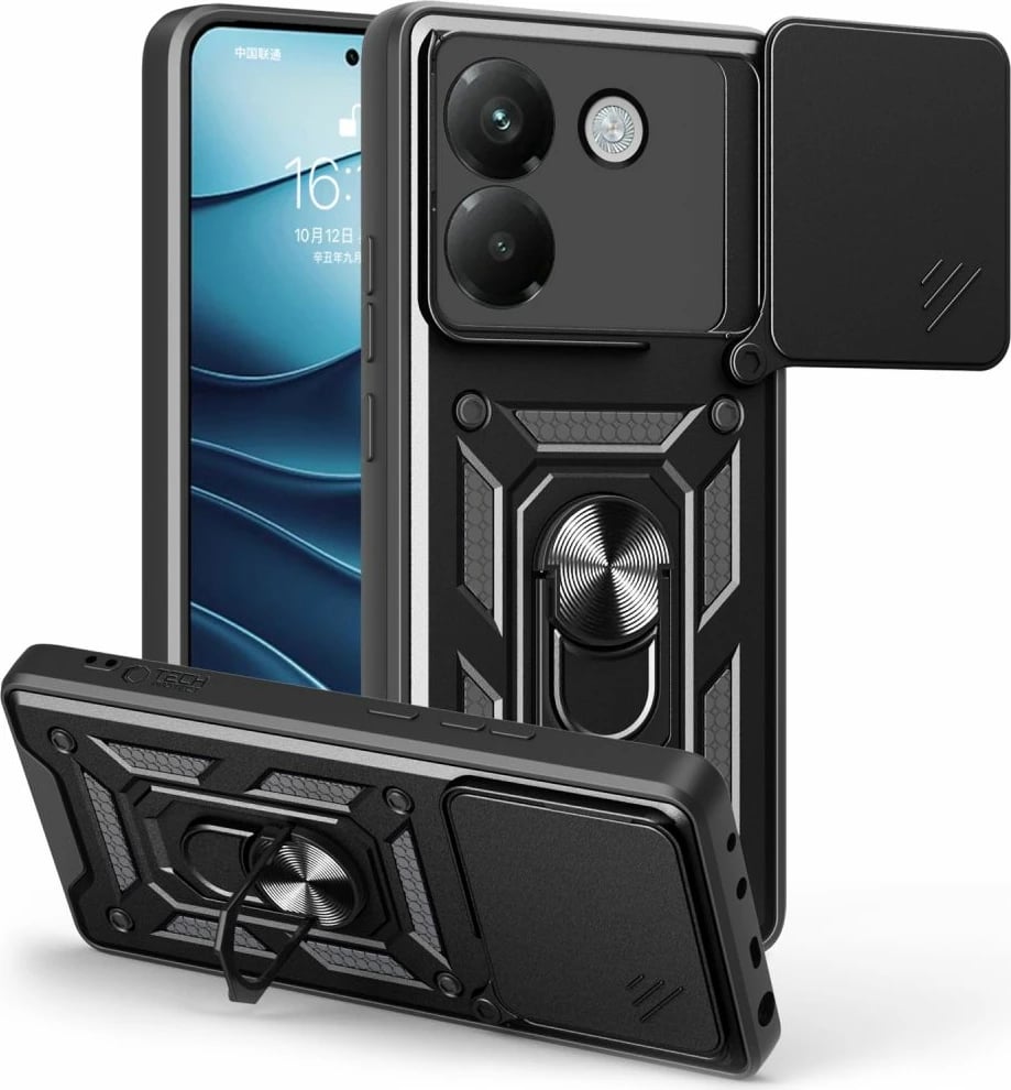 Mbështjellës Tech-Protect CamShield Pro për Xiaomi Poco M7 Pro 5G, i zi