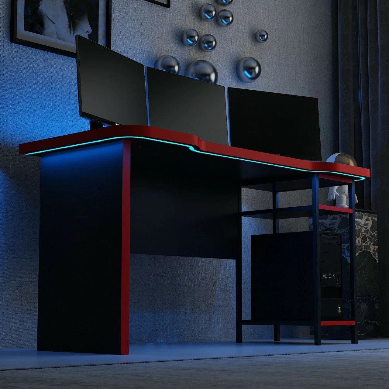 Tavolinë gaming Skye Decor Phoenix 8, e zezë, e kuqe