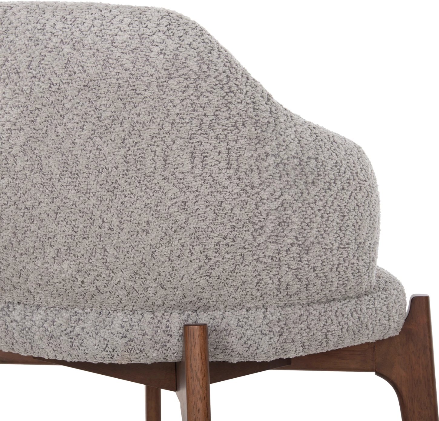 Karrige për ngrënie ABAI FH9971.03, dru gome, ngjyrë arre, pëlhurë boucle, gri e lehtë, 65x63x79 cm, set prej 2 copash