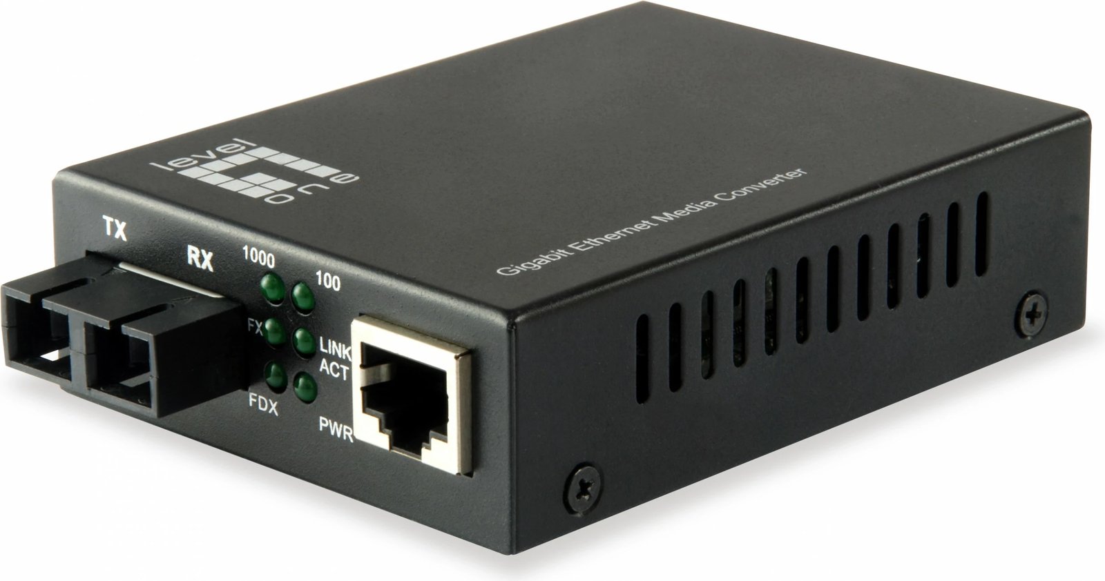 Konvertues media LevelOne RJ45 në SC, Fibër Single-Mode, 20km