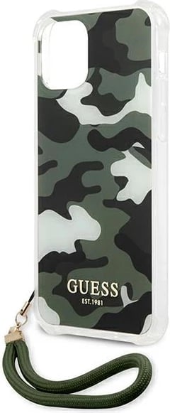 Mbështjellës Guess GUHCP12LKSARKA për iPhone 12 Pro Max 6.7", Camo, Jeshil me varëse