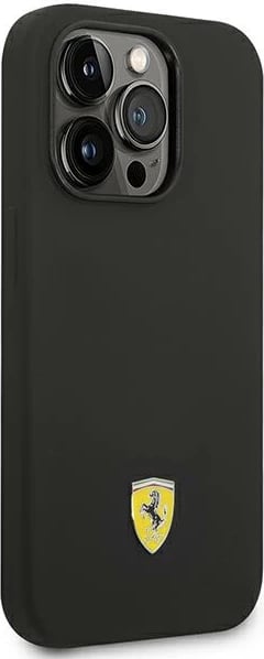 Mbështjellës Ferrari FEHCP14LSIBBK për iPhone 14 Pro 6.1", silikon, Metal Logo, zi