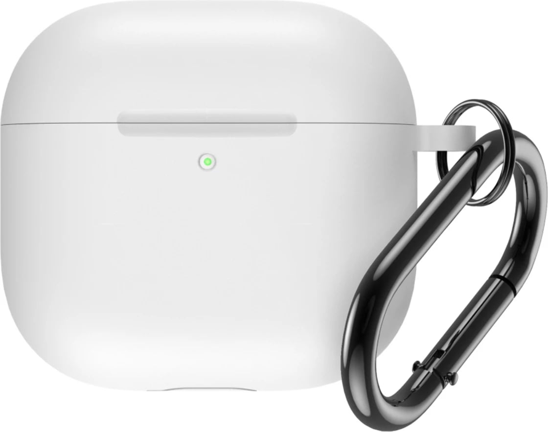 Mbështjellës silikoni për AirPods 4 Hurtel me karabiner, Bardhë