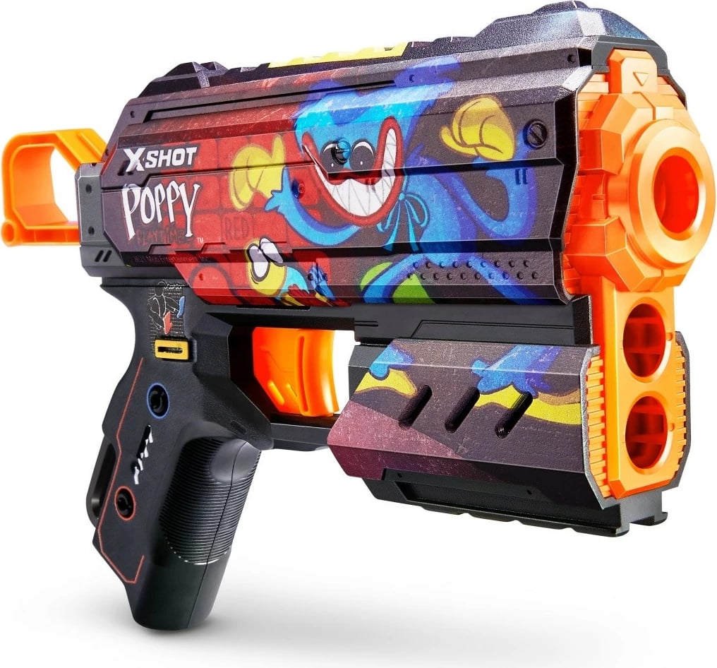 Blaster lodër ZURU X-Shot Flux Launcher 8 Shots Toony, Poppy Playtime, shumëngjyrëshe, set me 8 shigjeta