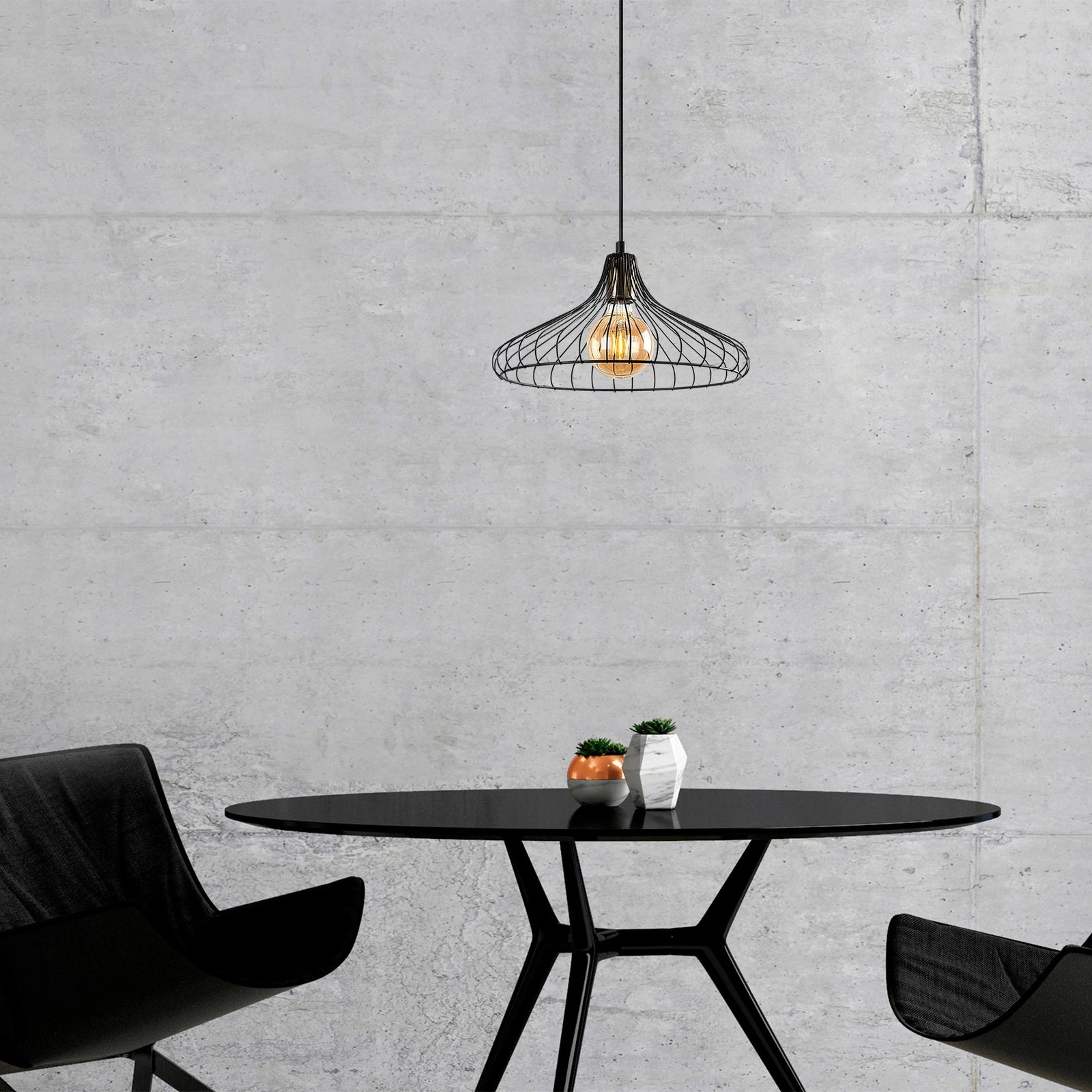 Llambë tavani industriale Opviq Depay, e zezë, antike, 36x36x30-120cm