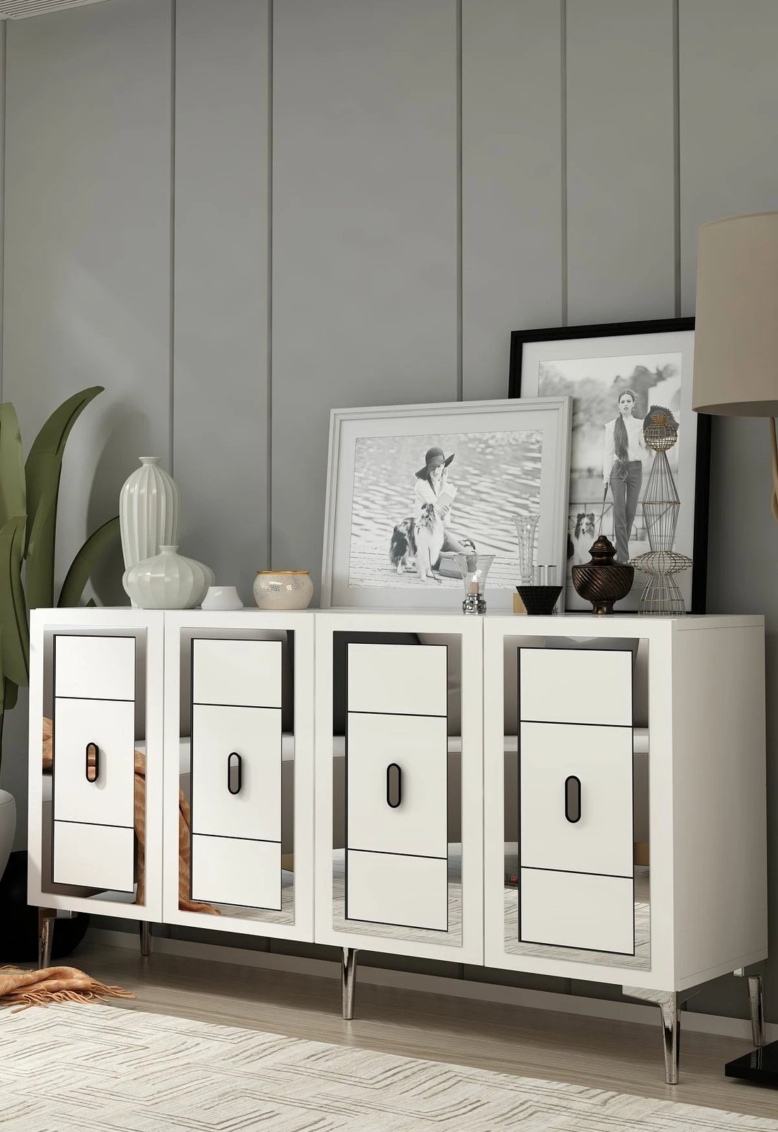 Konsol Skye Decor, Orion, e bardhë, argjend