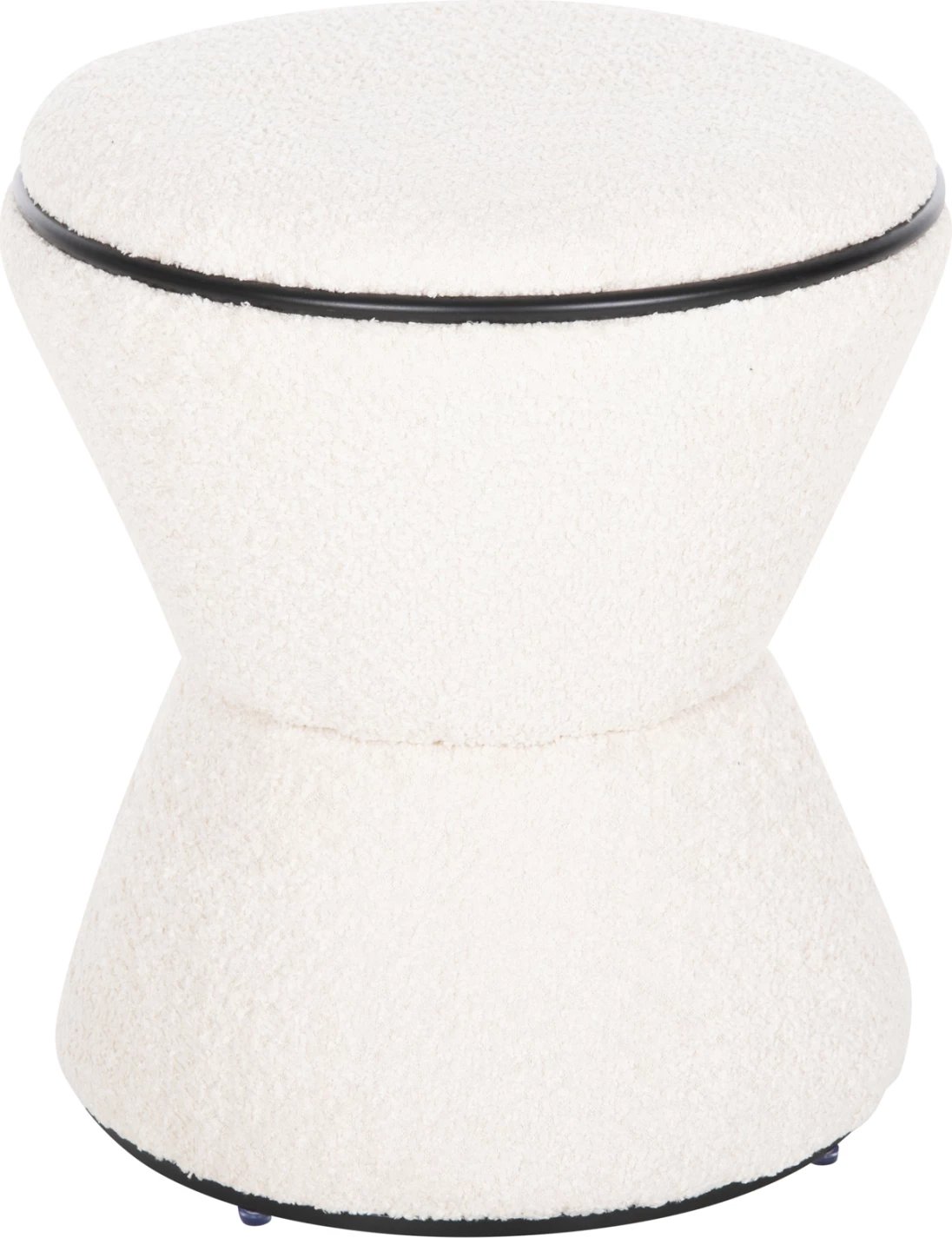 Karrige për bar, e rrumbullakët, LINNER, FH9604.06, pëlhurë boucle, ecru-detaj i zi, D38x44 cm