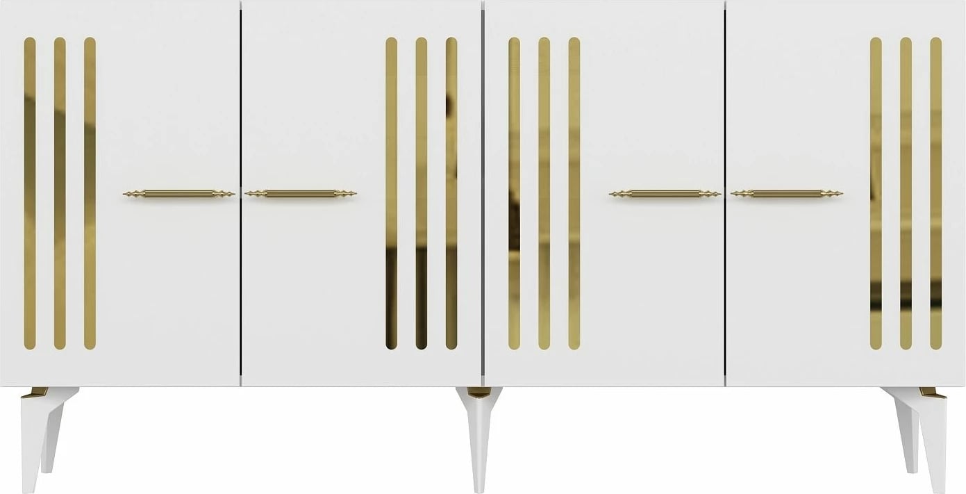 Konsolë Skye Decor, e bardhë, ari