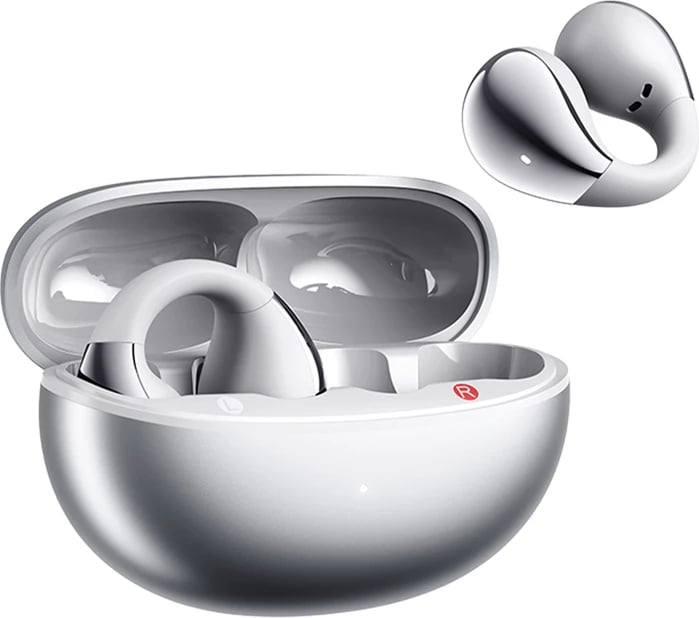 Kufje TWS QCY Crossky Clip C30S, Open-Ear, LDAC Hi-Res, Bluetooth 6.0, 40 orë, IPX5, USB-C, argjendtë