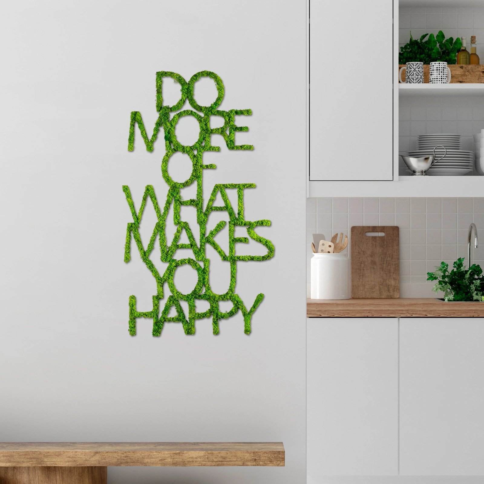 Aksesor dekorativ metalik për mur, Wallity, Do More Of What Makes You Happy, ngjyrë e gjelbër, 41x70cm