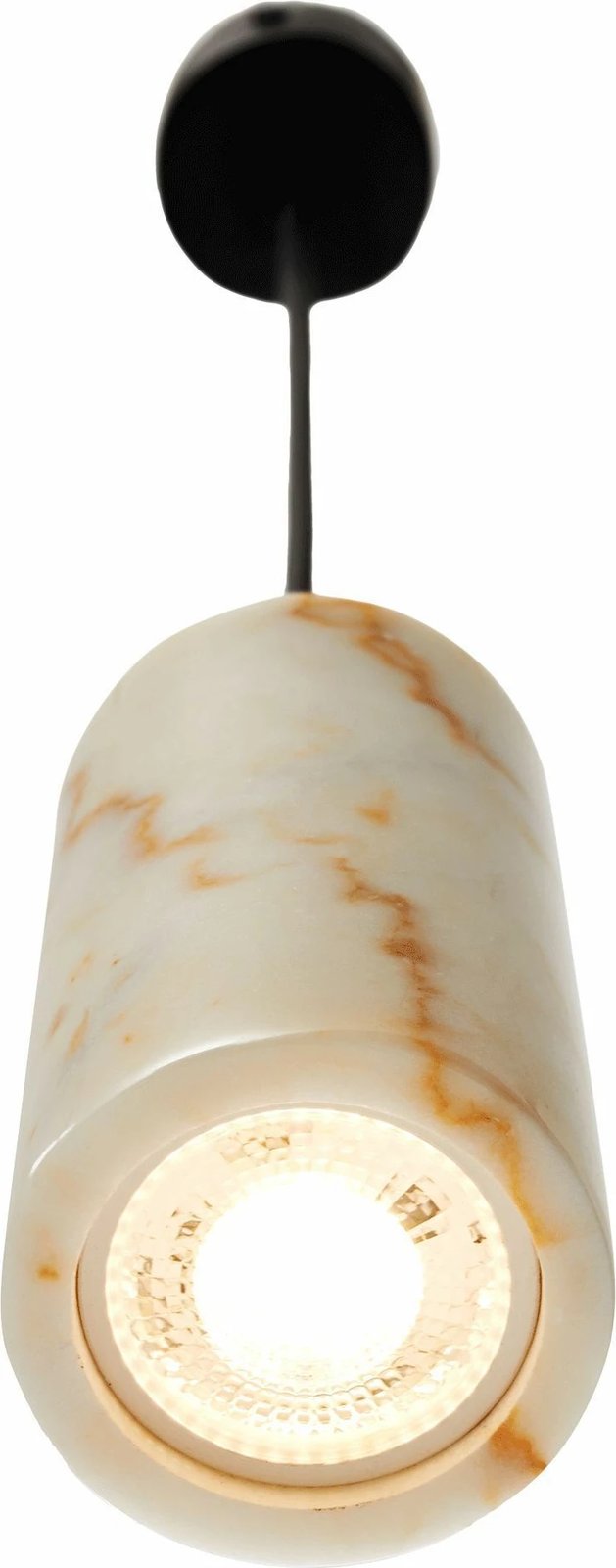 Llambë tavani Opviq, Papy - Perme, ngjyrë bezhë, trup metalik, kapak oniks mermeri, lartësi e rregullueshme