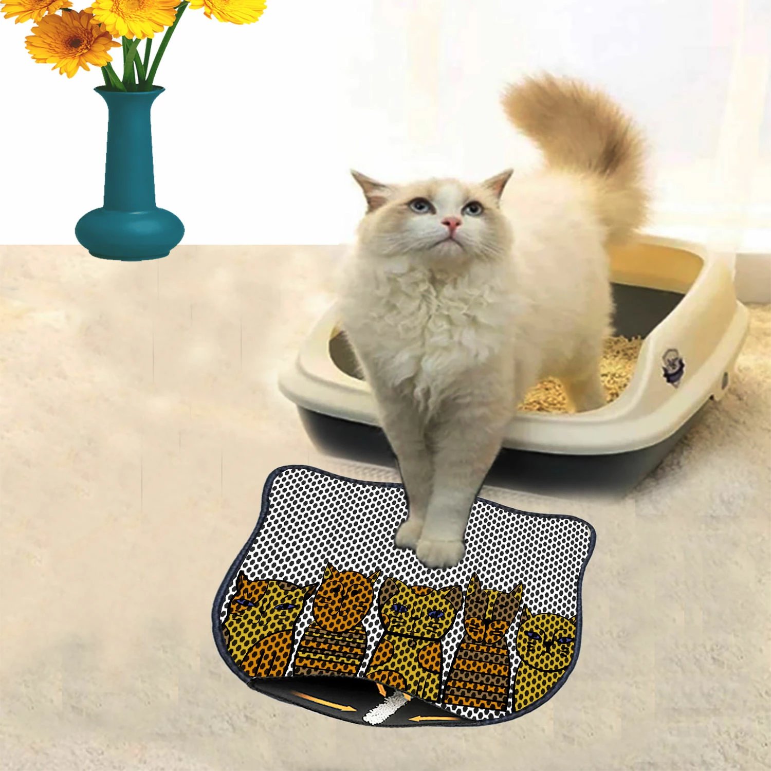 Tapet për rërë maceje, shumëngjyrësh, Paws & Whiskers, Kdkafa0229, 40x50cm