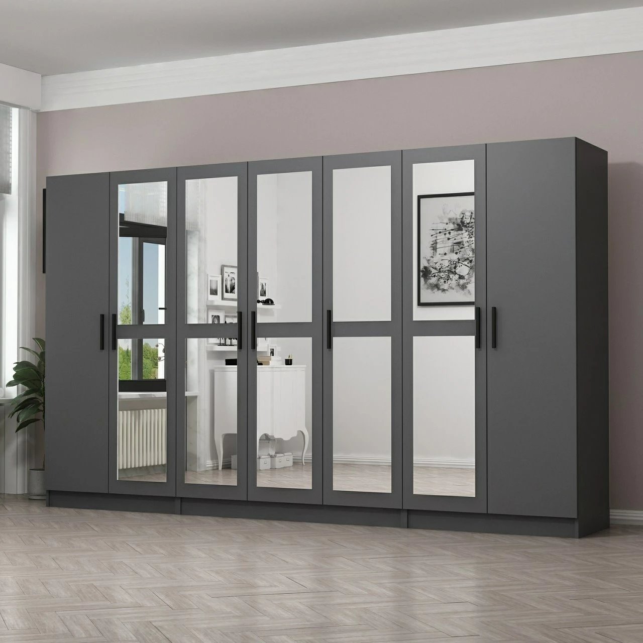 Dollap i madh për dhomë gjumi, ngjyrë antracit, Skye Decor, 4992