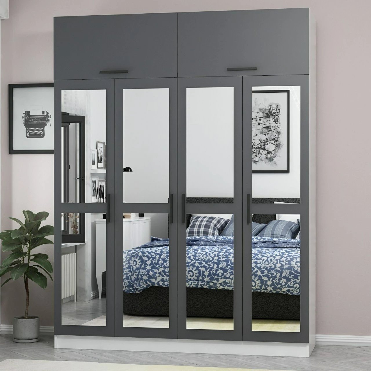 Dollap garderobe Skye Decor, ngjyrë antracit, Kale - 5248