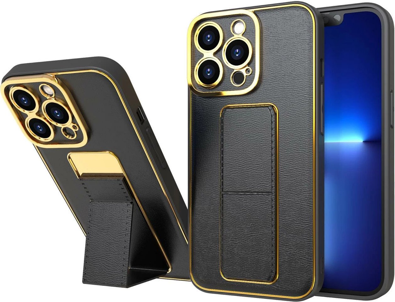 Mbështjellës Hurtel Kickstand Case për Samsung Galaxy A12 5G, silikon, me mbajtëse, zi