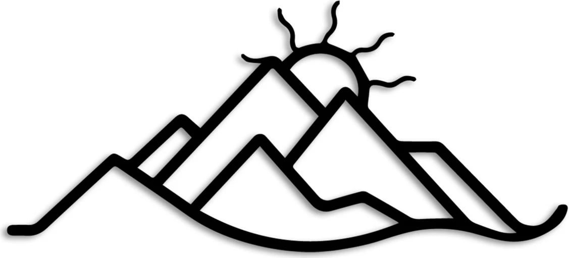 Aksesor dekorativ metalik për mur, male dhe diell, Wallity