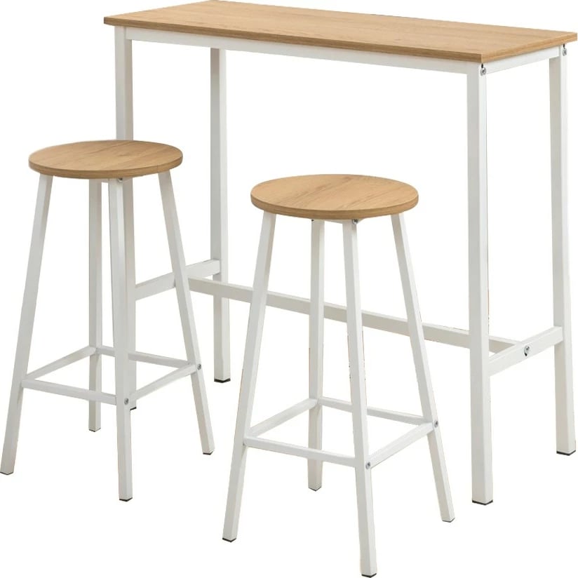 Set tavoline për bar me dy karrige, ngjyrë e bardhë, Hanah Home, Mola Set 100 - Karina