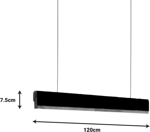 Llambë tavani Rafmole led metal-dru e zezë 120x7.5cm