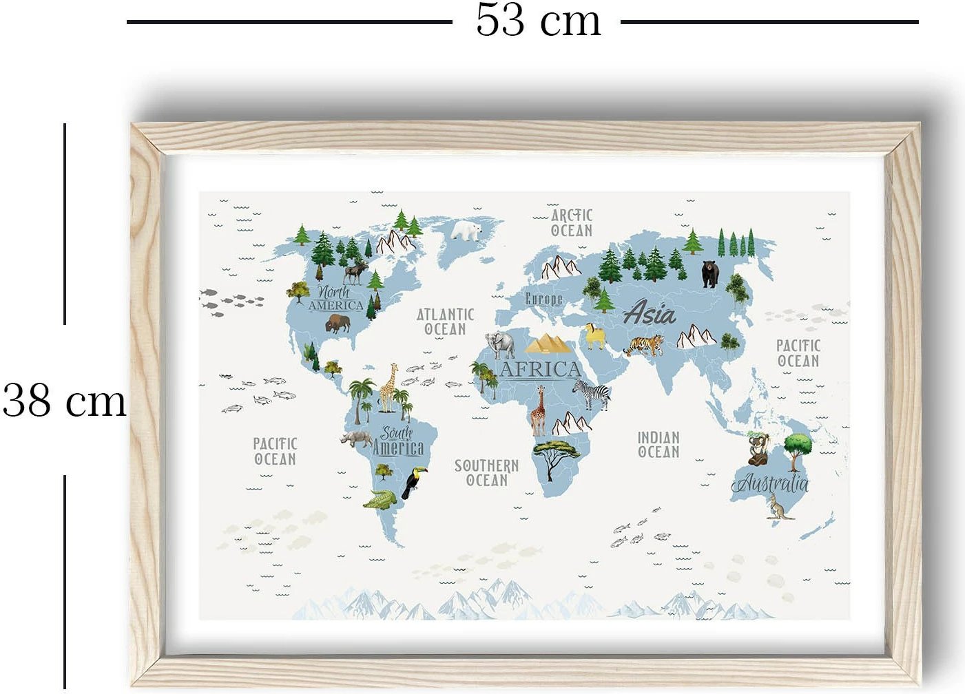 Pikturë dekorative me kornizë MDF, ngjyrë kaltër dhe e bardhë, 38x53cm, Wallity 3853KCT-006