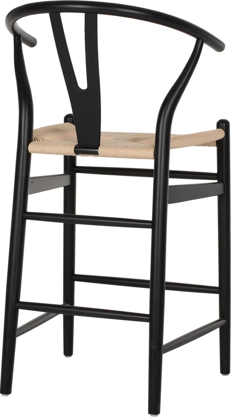 Karrige për bar BRAVE me shpinë Wishbone, dru ahu, ngjyrë e zezë, FH9405.02, 48x53x100H cm