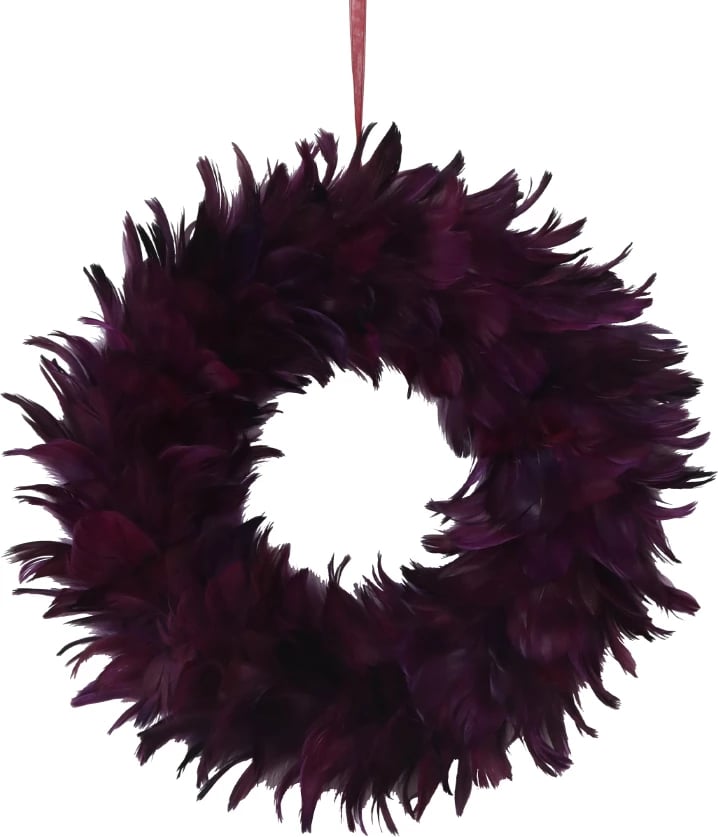 Kurorë Krishtlindjesh me pendë, ngjyrë vjollcë, 39x8x39cm